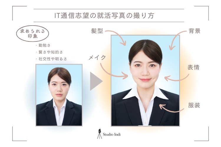 IT通信志望におすすめの戦略的な就活写真の撮り方をプロが解説！【業界別の撮り方特集】5