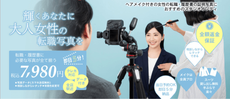 インディブログ内に挿入する転職写真LP